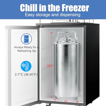 MRbrew New 5 Gallon Ball Lock Keg, Stainless Steel Corny Keg with Two Ball Lock Keg Fittings & Gasket Set, Double Ball Lock Post Beer Keg For Draft, Homebrew, Craft Beer, Cold Brew Keg for Party