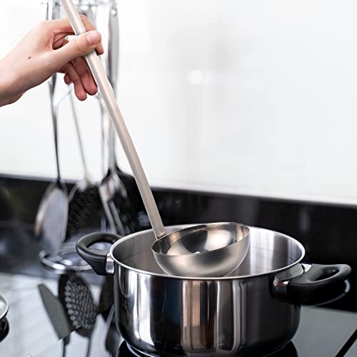 Cunhill 5 Pcs Soup Ladles Stainless Steel Serving Ladles with Long Handle for Serving, Cooking, Stirring, Portioning Kitchen Restaurant Accessories(6 oz) - size: 6 oz