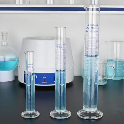 Labasics 4-Pack Borosilicate Glass 25 ml Heavy Wall Graduated Cylinder Measuring Cylinder - size: 25 ml