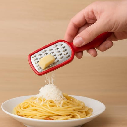 2 Pcs. Stainless Steel Mini Grater Cheese Garlic Nutmeg Chocolate 5" BPA Free - color: Red