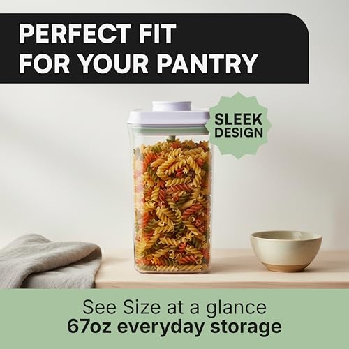 Bop Top Airtight Food Storage Containers with Lid 8 Cups / 67 oz | Kitchen Canister Sets | Air Tight Pantry Container | Pop Top Dry Food Storage Containers for Snacks, Sugar, Flour, Baking, Pasta - color: 67 oz