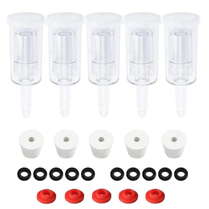 3-Piece Airlock 5-Pack with 5PCS #6 Stoppers, 5pcs Silicone Loops & 10PCS Grommets – Complete Fermentation Kit for Home Brewing Beer, Wine, Kombucha, Sauerkraut, Kimchi & More