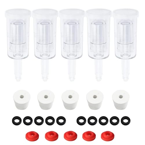 3-Piece Airlock 5-Pack with 5PCS #6 Stoppers, 5pcs Silicone Loops & 10PCS Grommets – Complete Fermentation Kit for Home Brewing Beer, Wine, Kombucha, Sauerkraut, Kimchi & More