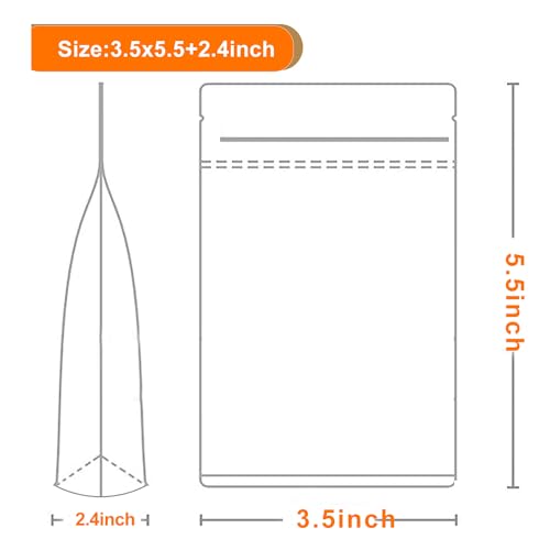 100 PCS Resealable Packaging Bags for Small Business，Kraft Bags With Window Clear Fornt Heat Seal Sealable 3.5"X5.5"Paper Zipper Stand Up Pouches Nut Bag Coffee Cookie Herb Food Bakery Storage - size: 3.5X5.5 INCH