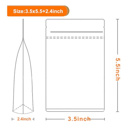 100 PCS Resealable Packaging Bags for Small Business，Kraft Bags With Window Clear Fornt Heat Seal Sealable 3.5"X5.5"Paper Zipper Stand Up Pouches Nut Bag Coffee Cookie Herb Food Bakery Storage - size: 3.5X5.5 INCH