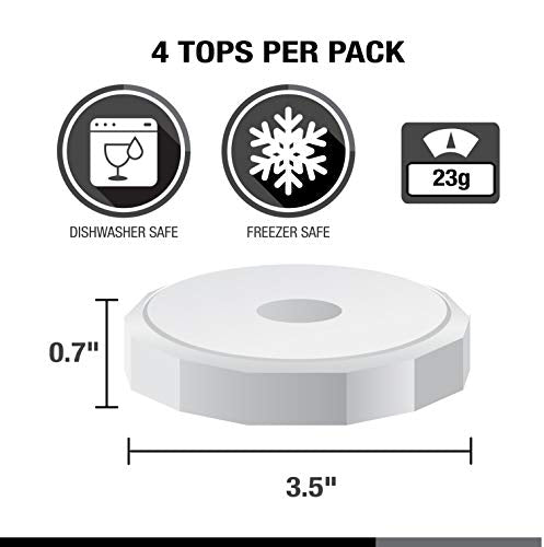 Masontops Tough Tops - Ball Wide Mouth Mason Jar Lids Plastic Leakproof - BPA-Free White Plastic Mason Jar Lids - Reusable Dry Canning Lids fit Ball Jars (Ball Mason Jars not included) - color: White, size: Wide Mouth