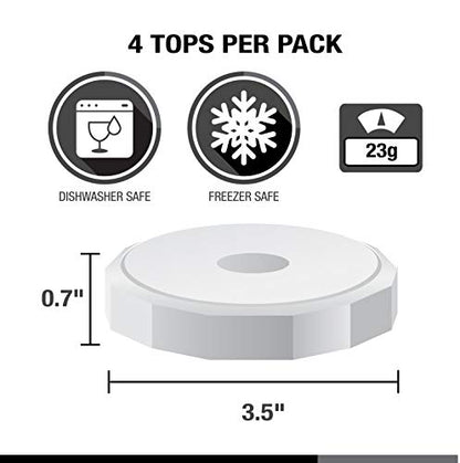 Masontops Tough Tops - Ball Wide Mouth Mason Jar Lids Plastic Leakproof - BPA-Free White Plastic Mason Jar Lids - Reusable Dry Canning Lids fit Ball Jars (Ball Mason Jars not included) - color: White, size: Wide Mouth