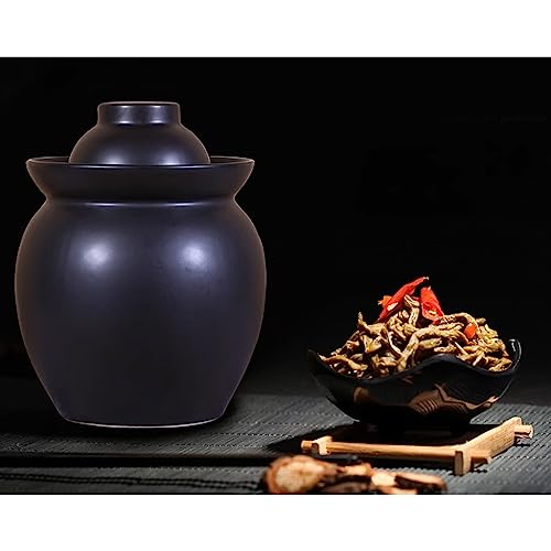 Traditional Chinese Pickle Jar Ceramic Jar with Lid, Fermentation Kit Crock with Water Seal Airlock Lid, Fermentation Jar for Pickles, Kimchi, Sauerkraut,Paocai Jar Blue-1.5Kg - color: Blue-1.5kg, size: 1.5Kg