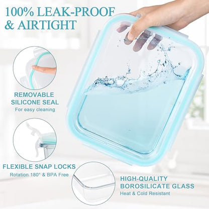 GEHE 4 Pack Large Glass Storage Containers with Airtight Lids, 78/52/36/22oz Glass Meal Prep Food Storage Containers for Baking, Storing, Leakproof, BPA Free, Microwave/Freezer/Dishwasher Safe