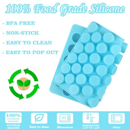 Sakolla Round Candy Molds Silicone, 220 Cavities Mini Cylinder Molds for Chocolate, Hard Candy, Gummy, Ganache, Ice Cubes, Set of 4 with 2 Droppers - color: Mini Round/4 Colors