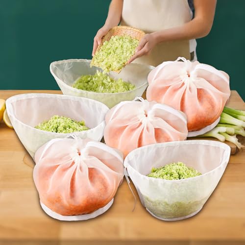 6 PCS Cheese Cloths Bag For Straining, Nut Milk Bag | Reusable Straining Bags for Vegetable, Soy Milk, Dumpling Fillings,Squeeze Bags for Straining Oat Milk, Celery Juice Nut