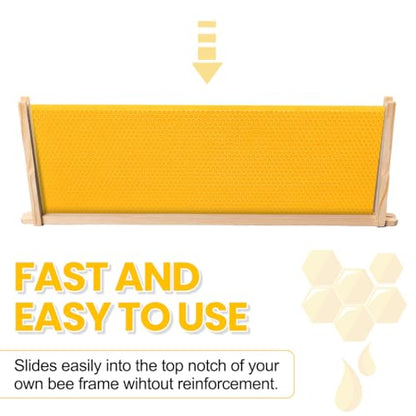 POLLIBEE Beehive Foundation Sheets, Natural Beeswax Coated Foundation Sheets, 8-1/2-Inch Deep Foundation for Beehive Frames (Yellow) - color: Deep-Yellow