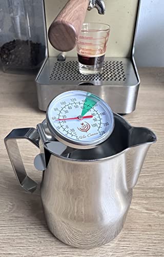 VIA CREMA Milk Frother Jug Thermometer | For Coffee Machine, Milk Frothing Pitcher