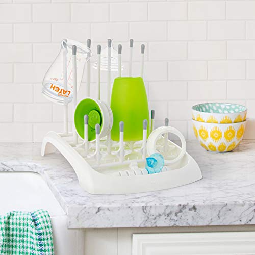 Munchkin Fold Baby Bottle Drying Rack - Compact Design Folds Flat for Easy Storage, White/Grey - size: 1 Count (Pack of 1), style: Drying Rack