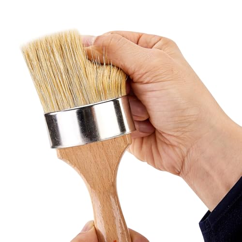 VEVOR Chalk Wax Paint Brush, 4 Piece Wax Paint Brush, Stain Brushes for Furniture, Acrylic Painting,Milk Paint,Home Decor, Natural Bristle Round Oval Chalk Paint Brushes for All Painting and Waxing - size: 4 PCS, style: Paint Brush