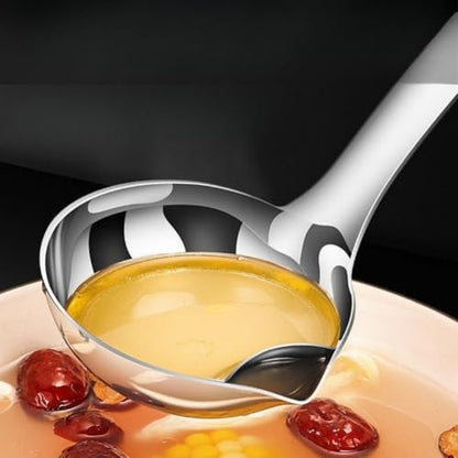 Stainless Steel Spoon,27 cm Soup Spoon Strainer,Fat Skimmer for Broth Stew,Grease Filter Ladle for Cooking,7cm Diameter