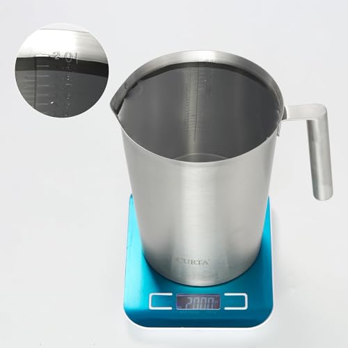 CURTA 18/8 Stainless Steel Measuring Cup with Round Handle and Pour Lip 64 OZ (8 Cup, 2000 ML) - color: Round Handle, size: 64 OZ (8 Cup, 2000 ML)