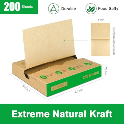 EcoDispose 6" x 10-1/2" Precut POP UP Deli Paper Sheet Pack of 200, kraft ,Interfolded Heavy Paper for Food Wrap and Serving - color: Kraft, size: 6“x10.5”inch