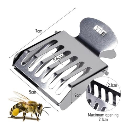 Queen Bee Cage 1pcs Bee Queen Cage Transparent Plastic Clip Catcher Box Stainless Steel clamp Beekeeping Equipments Beekeeper Equip(Stainless Steel) - color: Stainless Steel