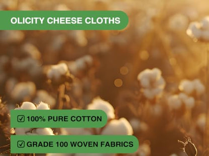 Olicity Cheese Cloth Roll,Grade 100,3x60Ft, 180 Sq Feet,Reusable Cheese Cloth Closed Edges Fabric Fine Mesh Cloth,Unbleached Cotton Muslin Bulk Cheesecloth Roll for Straining,Cooking,Crafts - 20 Yards