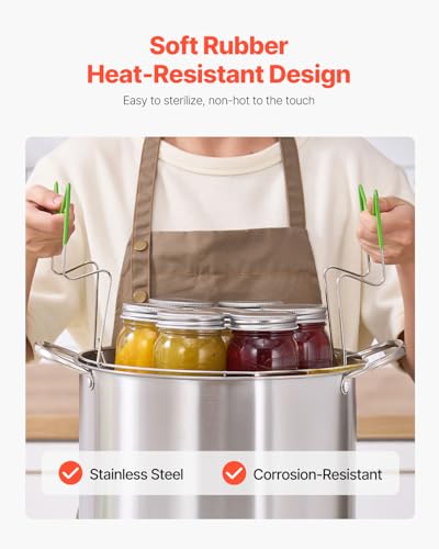 VEVOR Canning Supplies Starter Kit, 9 Pieces Stainless Steel Water Bath Canning Kit for Beginners, Canning Tools Set: Pot, Rack, Lid, Funnel, Tongs, Jar Lifter, Wrench, Magnetic Wand, Bubble Propper - size: 21QT+8PCS