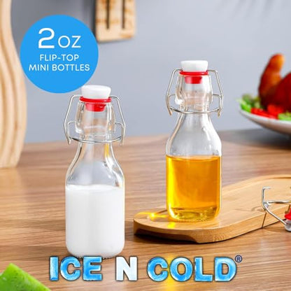 ICE N COLD Glass Swing Top Bottles | Flip Top Glass Bottles for Limoncello, Syrups, Oils, Vinegar, Extracts & Beverages | Airtight Reusable Glass Bottles (24-Pack, MINI (60ml | 2oz)) - color: 24-Pack, size: 4 Ounces