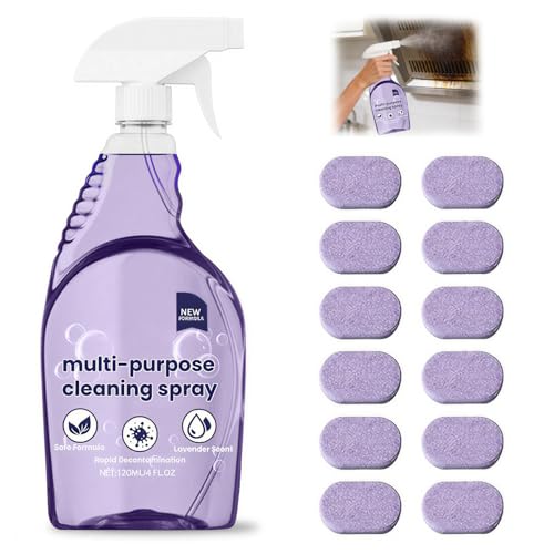 KUNAL All-In-One Multi Purpose Cleaning System with Cleaning Tablets,Spray Oven Cleaner, Multi-Surface Cleaners Spray for Every Stain-Cleaner(1 Bottle+12Tablet)