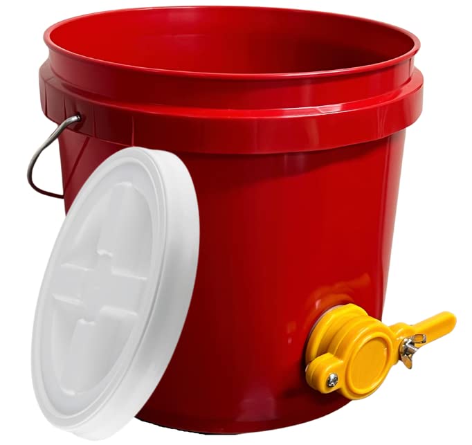 House Naturals Honey Food Grade 2 Gallon Red Bucket with Honey Gate for Beekeeping and Gamma Lid