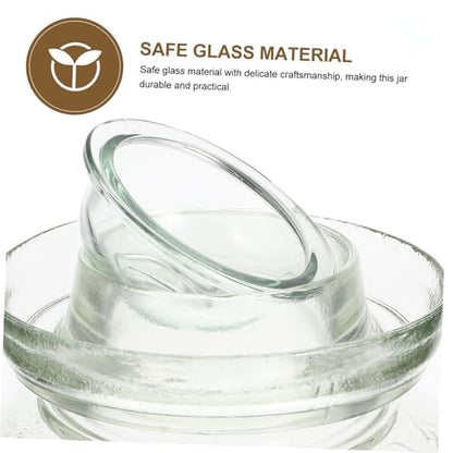 Airtight Glass Pickle Jar 5lb Large Capacity Fermentation Crock with Water-sealed Lid Set Including Inner Cover, Brush, and Tongs for Home Kimchi and Sauerkraut Storage
