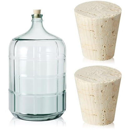 Ziliny 2 Pcs Carboy Cork Stopper, Glass Carboy Cap for 1, 3, 5, 6 Gallon Glass Water Jug, Wood Tapered Fermentation Cap Cork Stoppers, 1 x 1.5 x 1.6 Inches - size: 3/5/ 6 Gallon