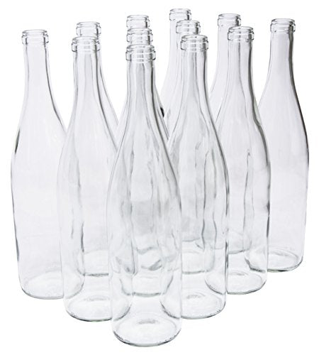 North Mountain Supply - LDC W82 Clear/Flint 750ml Glass California Hock Wine Bottle Flat-Bottomed Cork Finish - Case of 12 - Clear/Flint