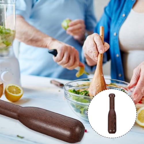 7.6in Wooden Pestle Wenge Wood Garlic Crusher Manual Spice Grinder Rod Semicircular Head Food Masher Tool for Kitchen Mortar Sauerkraut Pounder
