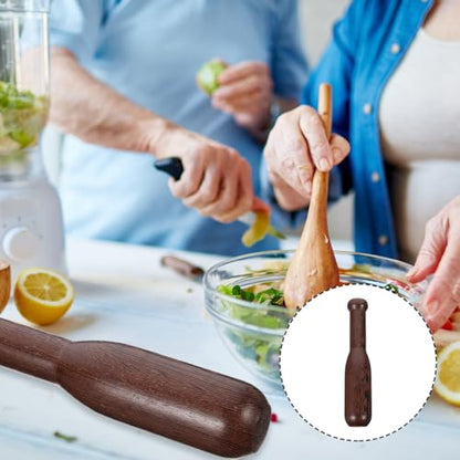 7.6in Wooden Pestle Wenge Wood Garlic Crusher Manual Spice Grinder Rod Semicircular Head Food Masher Tool for Kitchen Mortar Sauerkraut Pounder