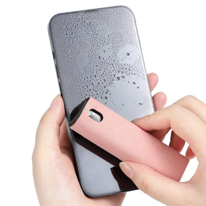 Screen Cleaner, Touch Screen Mist Cleaner, Cell Phone, Laptop and Tablet Screen, 3-in-1 Spray and Microfiber Cloth, Refillable with Water, Alcohol, Sanitizer (Pink -0.35oz) - color: Pink