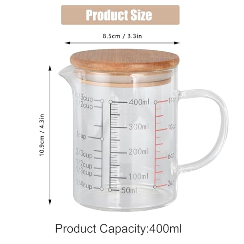 400ml/13.52oz Microwave Safe Glass Measuring Cup | Heat Resistant Borosilicate, V-Shaped Spout, Clear Scale, Multipurpose for Kitchen, Coffee & Yogurt(400ml/13.52oz) - size: 400ML