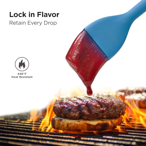 Kitchen Mama WaltzGrip 플래티넘 실리콘 베이스팅 페이스트리 브러시, 블루 | 내열성, 요리, 베이킹, 그릴링, 오일 또는 버터 스프레딩용, 식기세척기 사용 가능 - color: 블루.