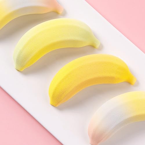 OCPO KITCHEN 3D Banana Shape Silicone Molds for Baking Mousse Cake, 3D Silicone Baking Mold for Candy Pastry Chocolate Truffle Cupcake Jelly Cookie Pudding Cake Decoration Mold, 12-Cavity - style: Banana (12-Cavity)