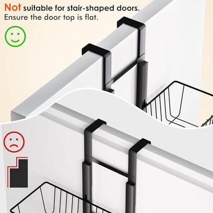 LUXEAR Over the Door Pantry Organizer, 6-Tier Adjustable Over the Door Hanging Spice Rack, No-Assembly Foldable Metal Over the Door Organizer for Kitchen, Home, Laundry Room, Bathroom - size: 6-Tier