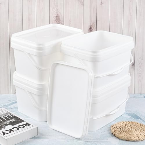 Saedy 3 Gallon Plastic Food Storage Bucket with Sealed Lid Set of 4 | BPA-free, Rectangular Buckets with Handles - size: 3 Gallon