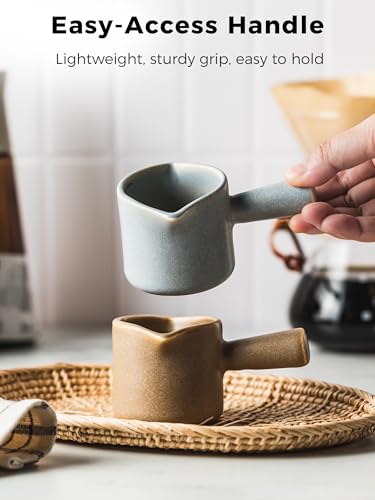 Espresso Cups Ceramic, Espresso Measuring Cups with Dual Measurement Scale, Expresso Shots Cup with Handle, Espresso Accessories, 3 Oz/ 90 Ml, Blue - color: Blue
