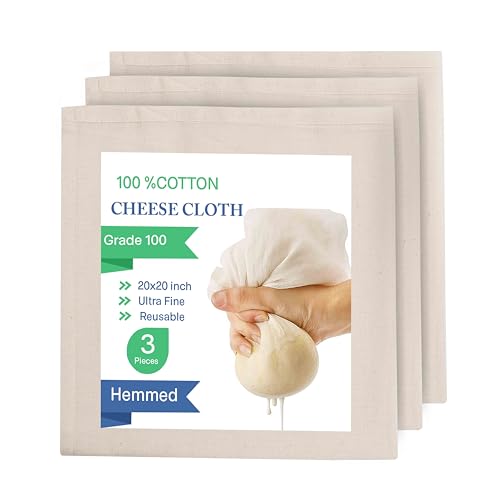 Cheesecloth for Straining, Organic Cheese Cloth, Fine Mesh Nut Milk Cloth, Unbleached Cotton Cheese Cloth for Yogurt, Cheese Making, Bread Baking, Juicing, Cooking, Grade 100 (20 x 20 Inch) - 3 Pack - size: Cheese Cloth Grade 100 (3 Pack)