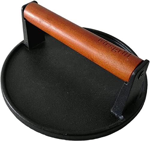Firsgrill 2-Pack Burger Press 7.08" Round,Heavy-Duty Cast Iron Smash Burger Press Meat Steak with Wood Handle for Blackstone Camp Chef Pitboss Weber Griddle Grills (2 Round) - size: 2 Round
