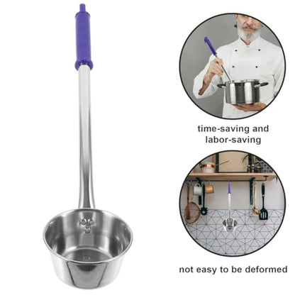 Stainless Steel Long Handle Water Ladle with Hook Handle - Water Dipper Deep Bowl Kitchen Spoon for Serving Soup 18.7 Inch