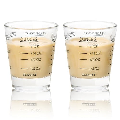 GLASKEY 2 Pack Shot Glasses Measuring Cup,Espresso Shot Glass with 4 Measurement Methods(OZ/ML/TSP/TBSP),Dishwasher Safe,Perfect for Coffee,Cocktails and Kitchen Use (Black) - color: 2 Pack-Black