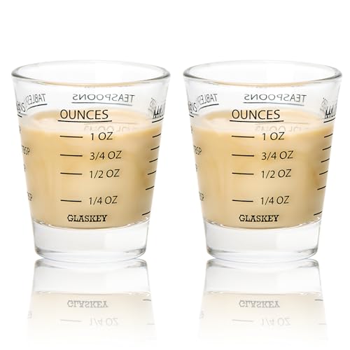 GLASKEY 2 Pack Shot Glasses Measuring Cup,Espresso Shot Glass with 4 Measurement Methods(OZ/ML/TSP/TBSP),Dishwasher Safe,Perfect for Coffee,Cocktails and Kitchen Use (Black) - color: 2 Pack-Black