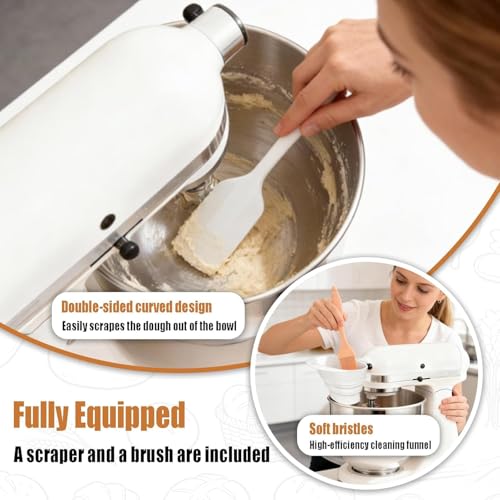 2 Pcs Flour Funnel for Kitchen Aid Mixer, KSM150 4.5-5 Quart Tilt-Head Stand Mixer，Food-Grade Silicone Funnel with Easy-Pour, Prevents Spills and Messes Dishwasher Safety