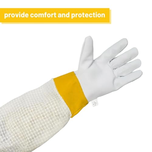 Stingproof Goatskin Beekeeping Gloves, 3-Layer Breathable Sleeve(XS) | Elastic cuffs for a secure bee-proof seal, unisex comfy fit, ideal for both beginner of professional beekeepers - size: XS