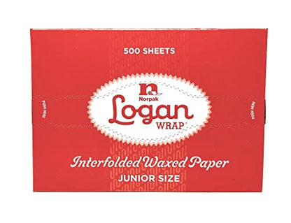 10 3/4" Length X 8" Width, LOGAN Wrap NORPAK Interfolded Wax Paper 500 Sheets