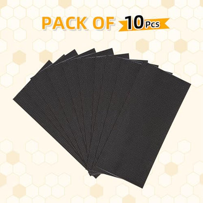 POLLIBEE Beehive Foundation, 5-5/8-Inch Medium Black Foundation, 10 Pcs Bee Hive Beeswax Coated Foundation Sheet,Bee Waxed Foundation Sheets for Bee Frame - color: Super-Black