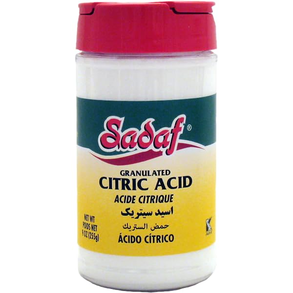 Sadaf Citric Acid Food Grade - Citric Acid Granulated for Cooking and Baking - 100% Pure Citric Acid - Salt Substitute - Kosher - PET Bottle with Shaker Top - 9 oz - size: 9 Ounce (Pack of 1)